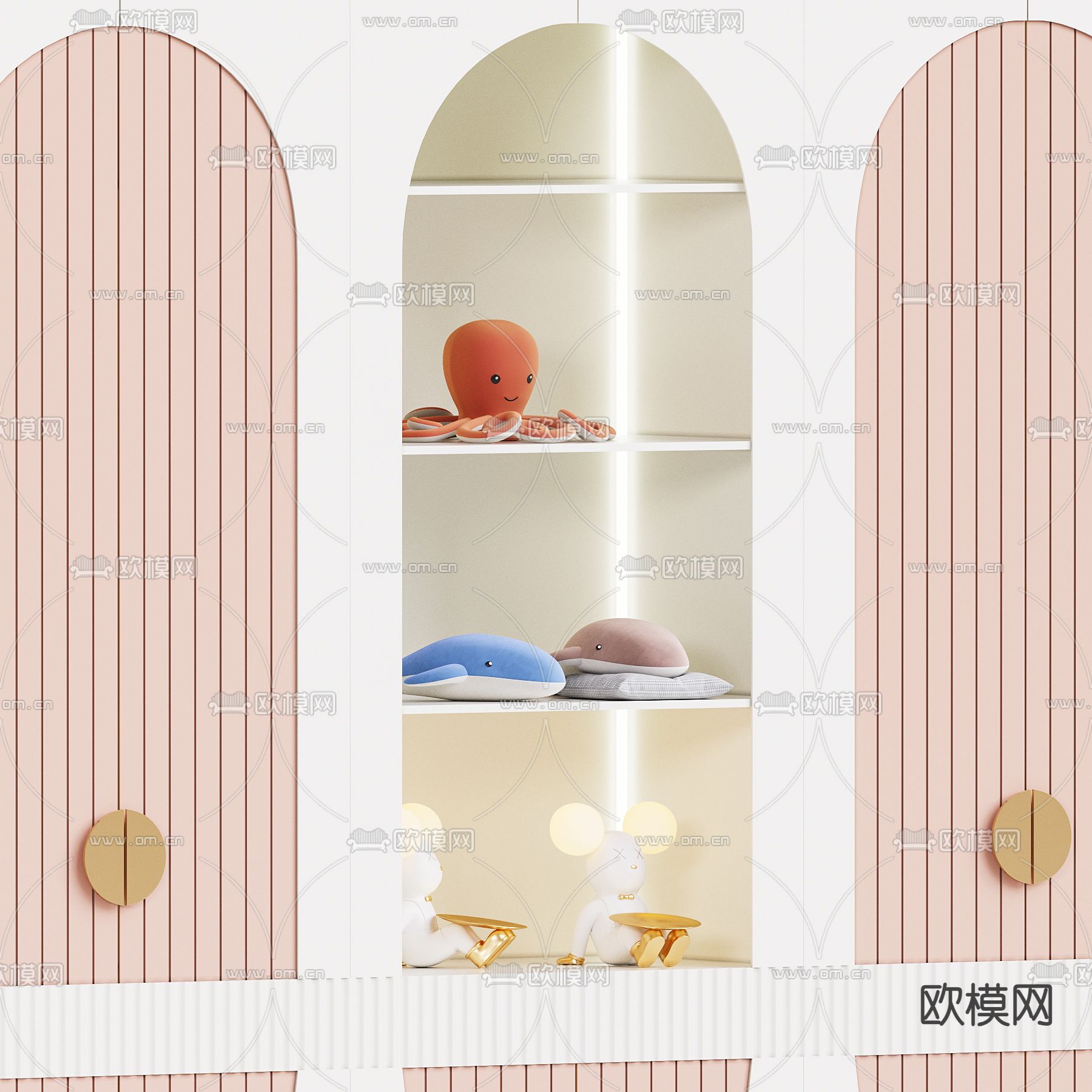 儿童衣柜 玩具柜3d模型下载（渲染图3）