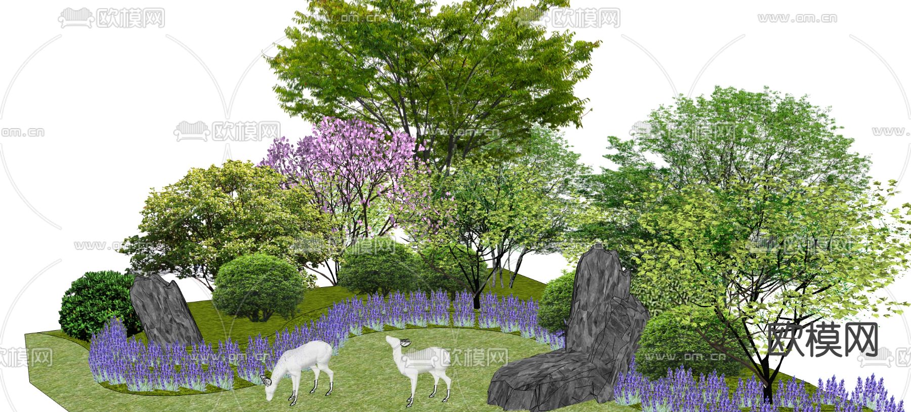 景观树 乔木灌木 绿篱草丛 灌木丛su模型