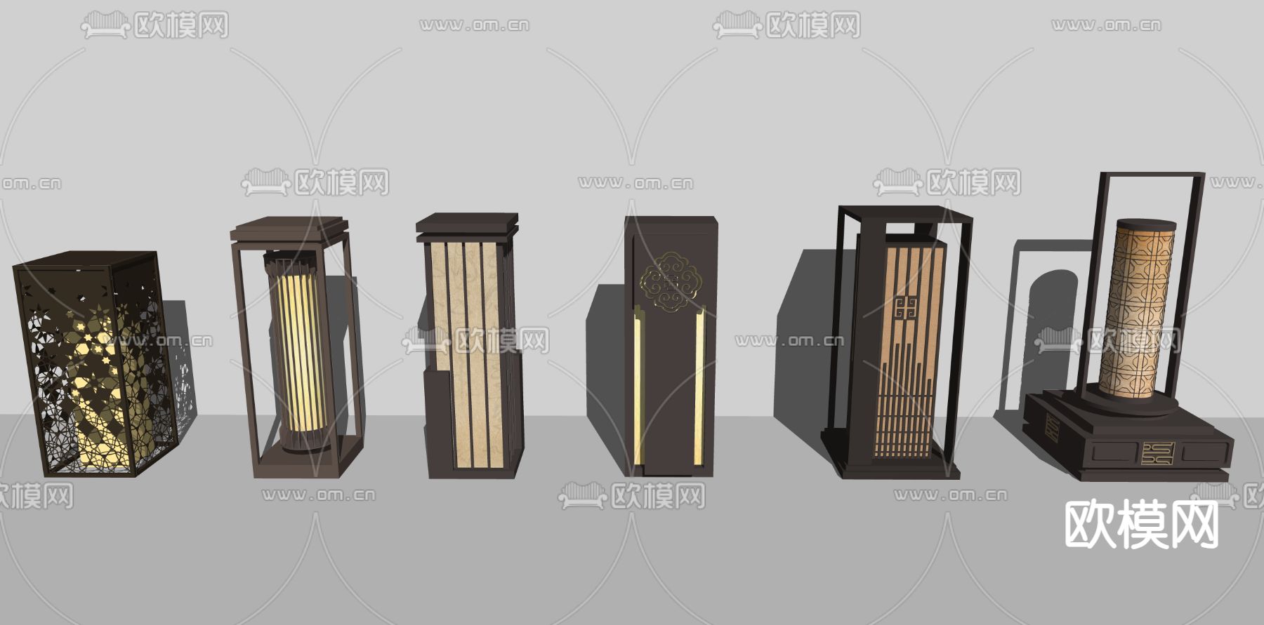 新中式景观灯 庭院灯 草坪灯 地灯 花园灯su模型下载（渲染图2）