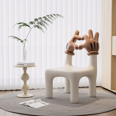  奶油风儿童椅 休闲椅su模型 