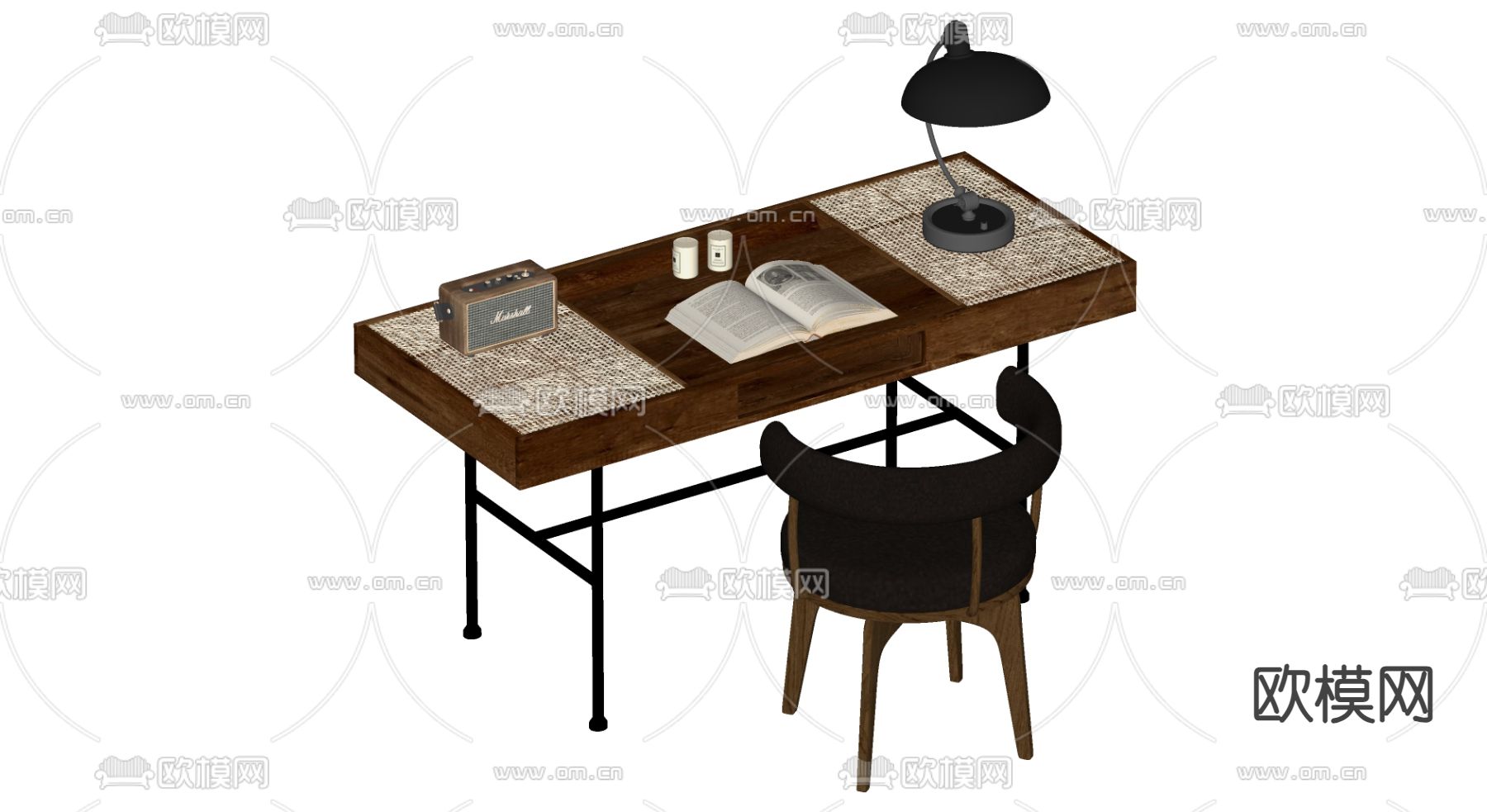侘寂风书桌椅su模型下载（渲染图1）