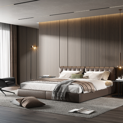  Minotti卧室 双人床su模型 