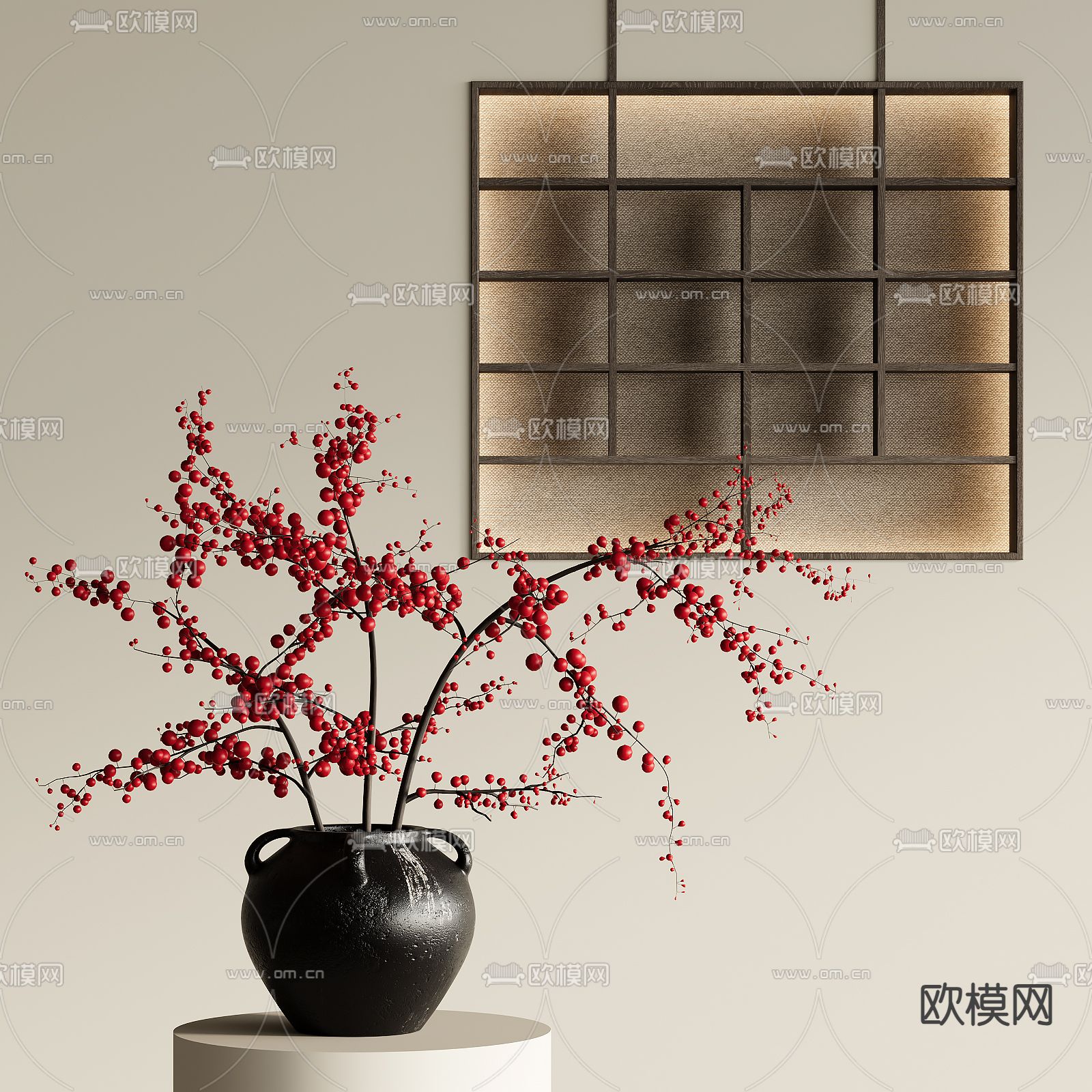 侘寂风花瓶 花艺 干枝su模型