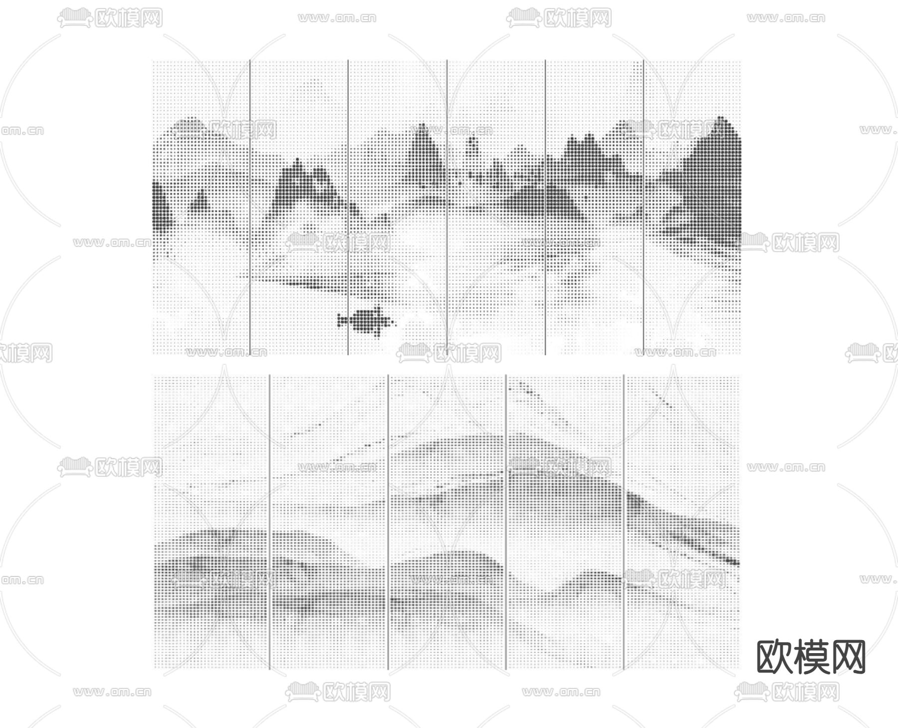 新中式穿孔板 透光板 铝单板 冲孔板su模型下载（渲染图2）