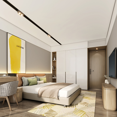  现代公寓 卧室su模型 