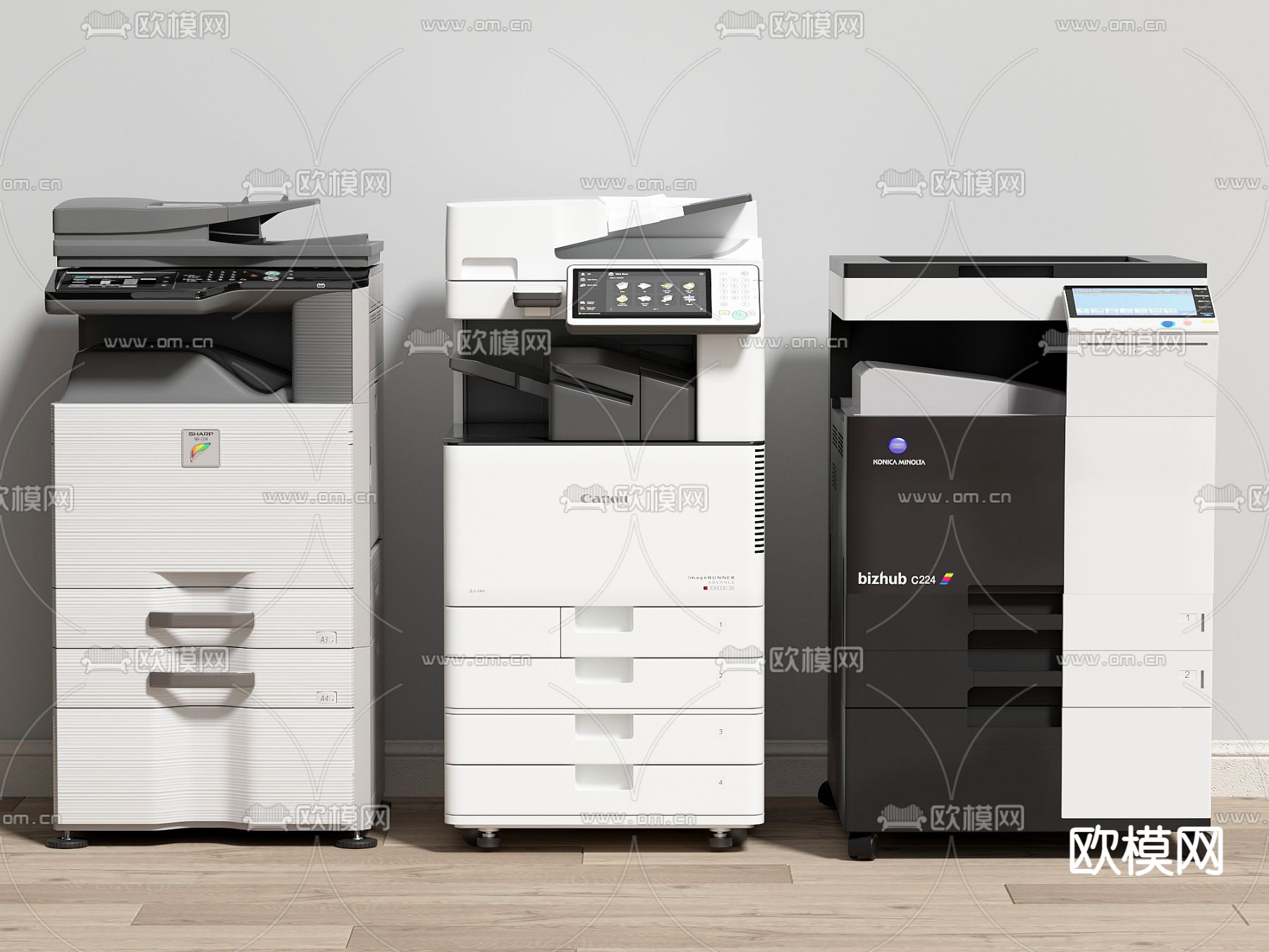 打印机 复印机 扫描机 办公用品su模型下载（渲染图1）