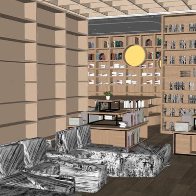  图书馆 阅读室su模型 