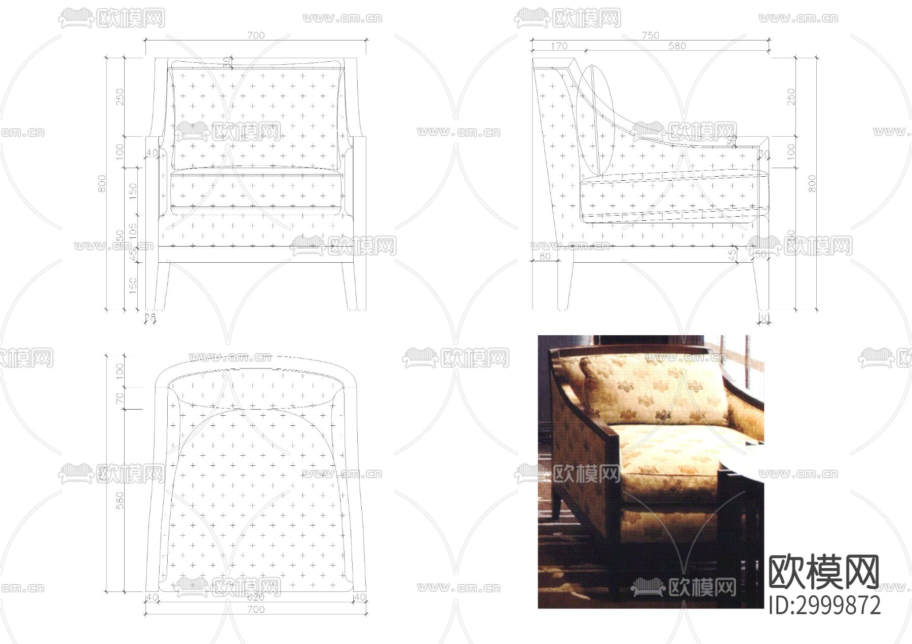 椅子cad大样图下载（渲染图6）