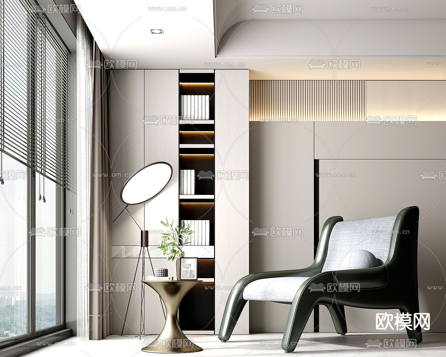 现代休闲椅 沙发椅su模型下载（渲染图1）