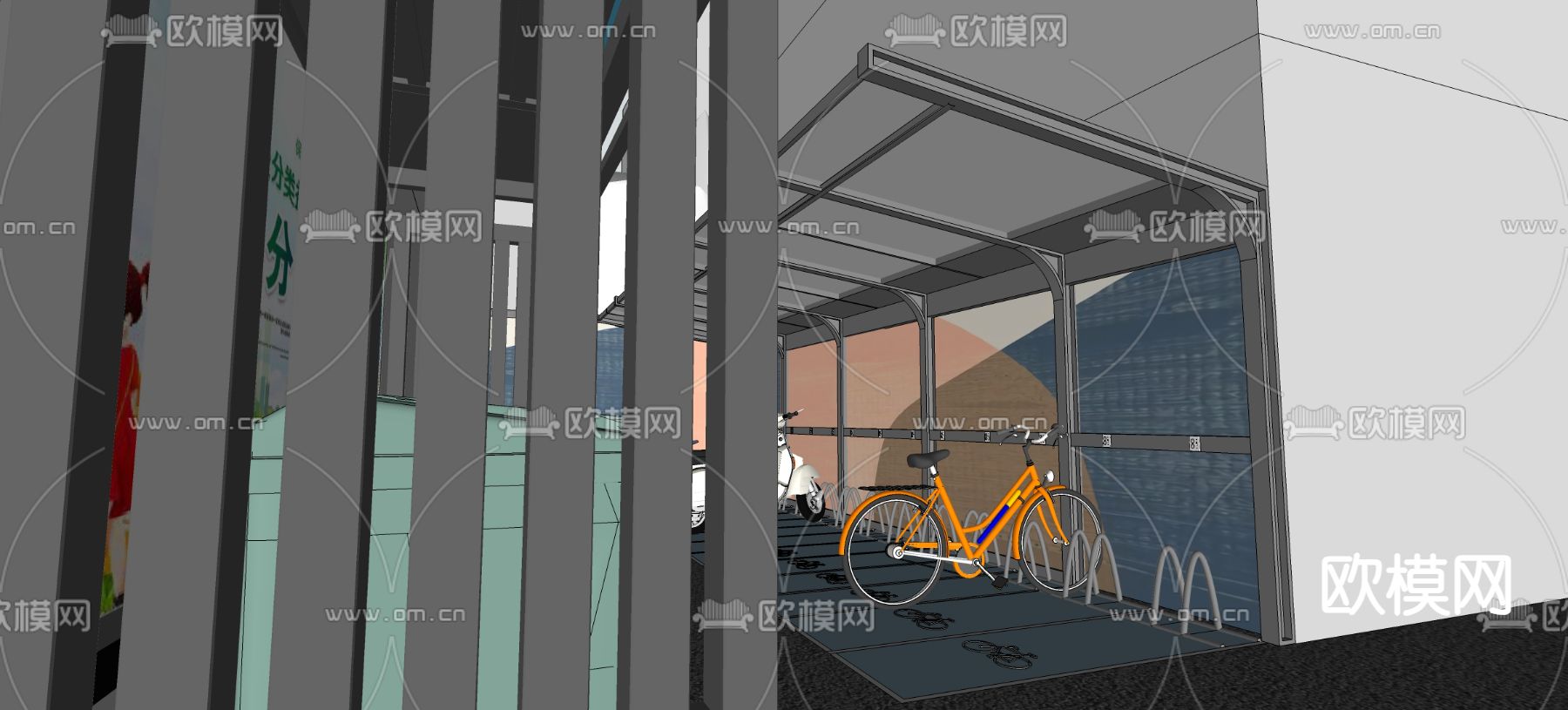 现代快递柜 文件柜su模型下载（渲染图4）