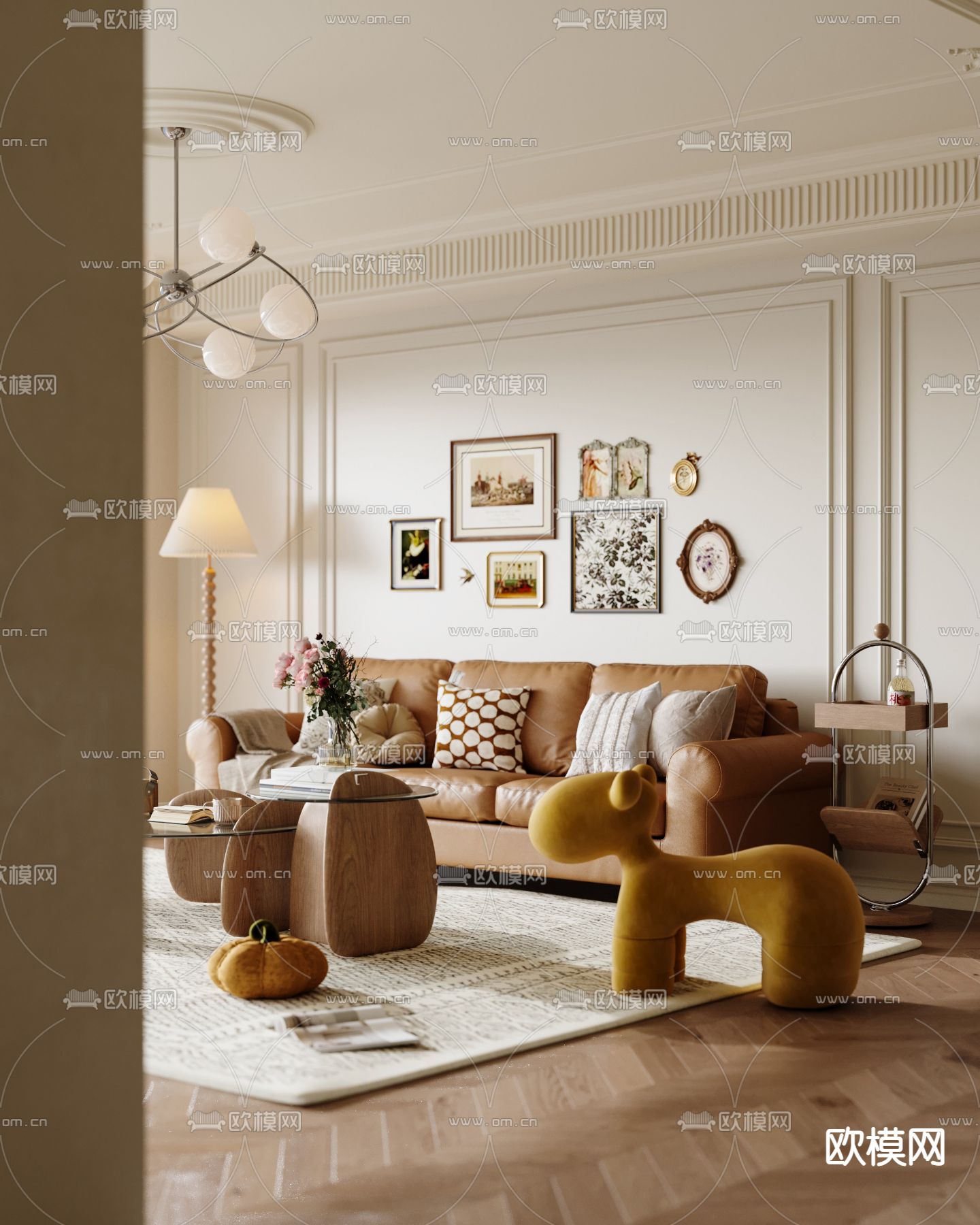 中古风组合沙发3d模型下载