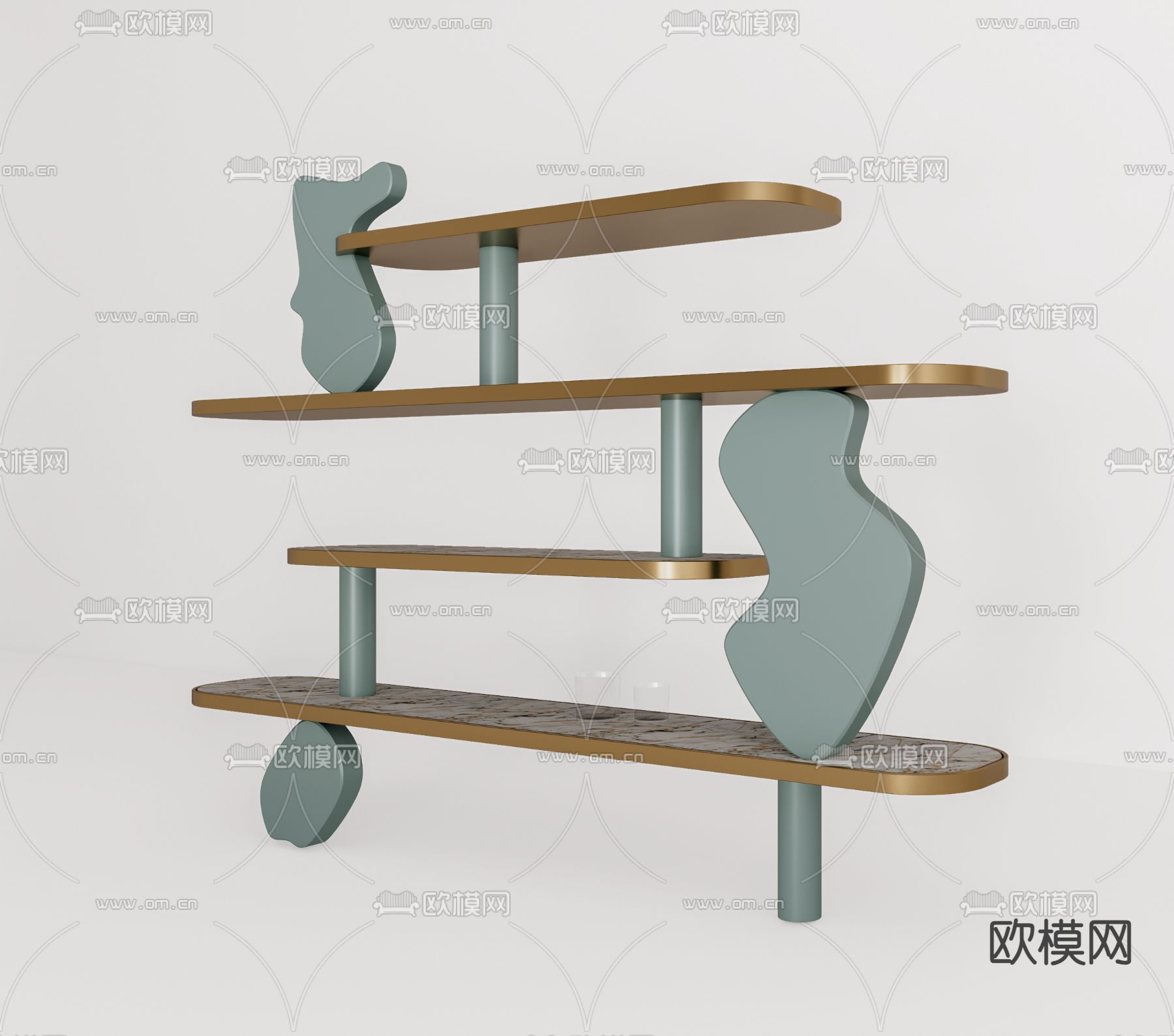 北欧壁柜 书柜su模型下载（渲染图2）