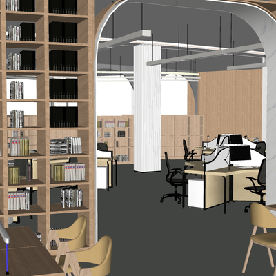  图书馆 阅读室su模型 