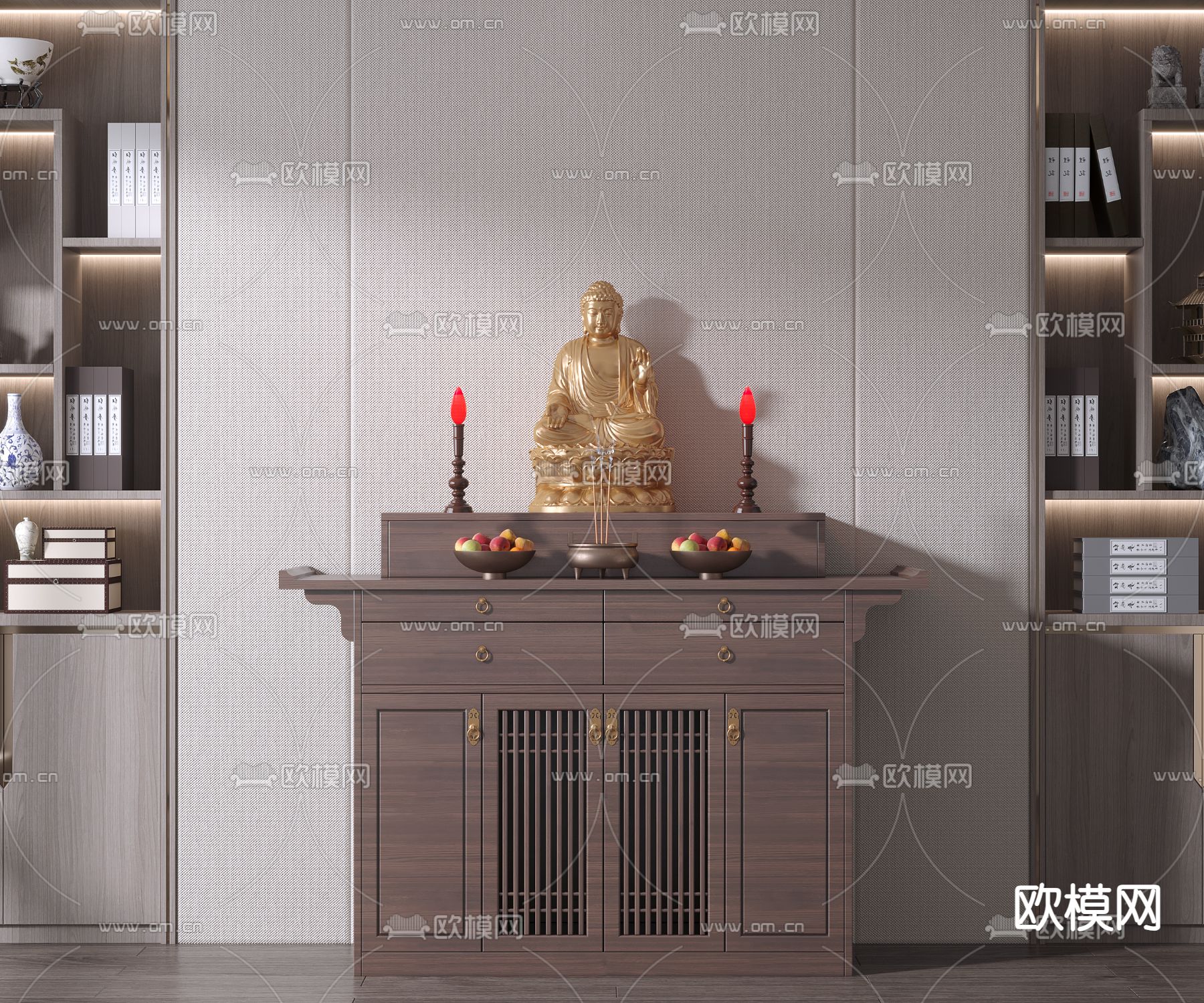 新中式佛龛 神龛 神柜su模型下载_ID12248776_sketchup模型下载-欧模网
