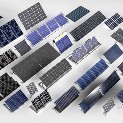  太阳能板 光伏板 太阳能电池板su模型 