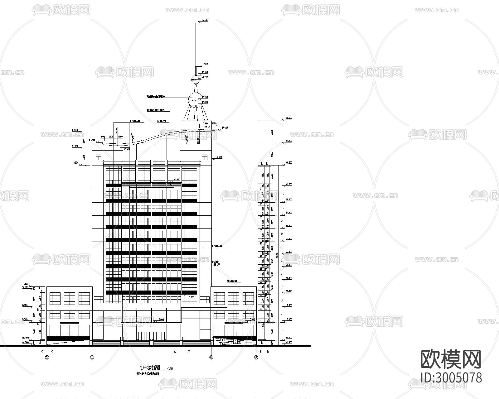 供电公司调度大楼建筑cad施工图下载（渲染图4）