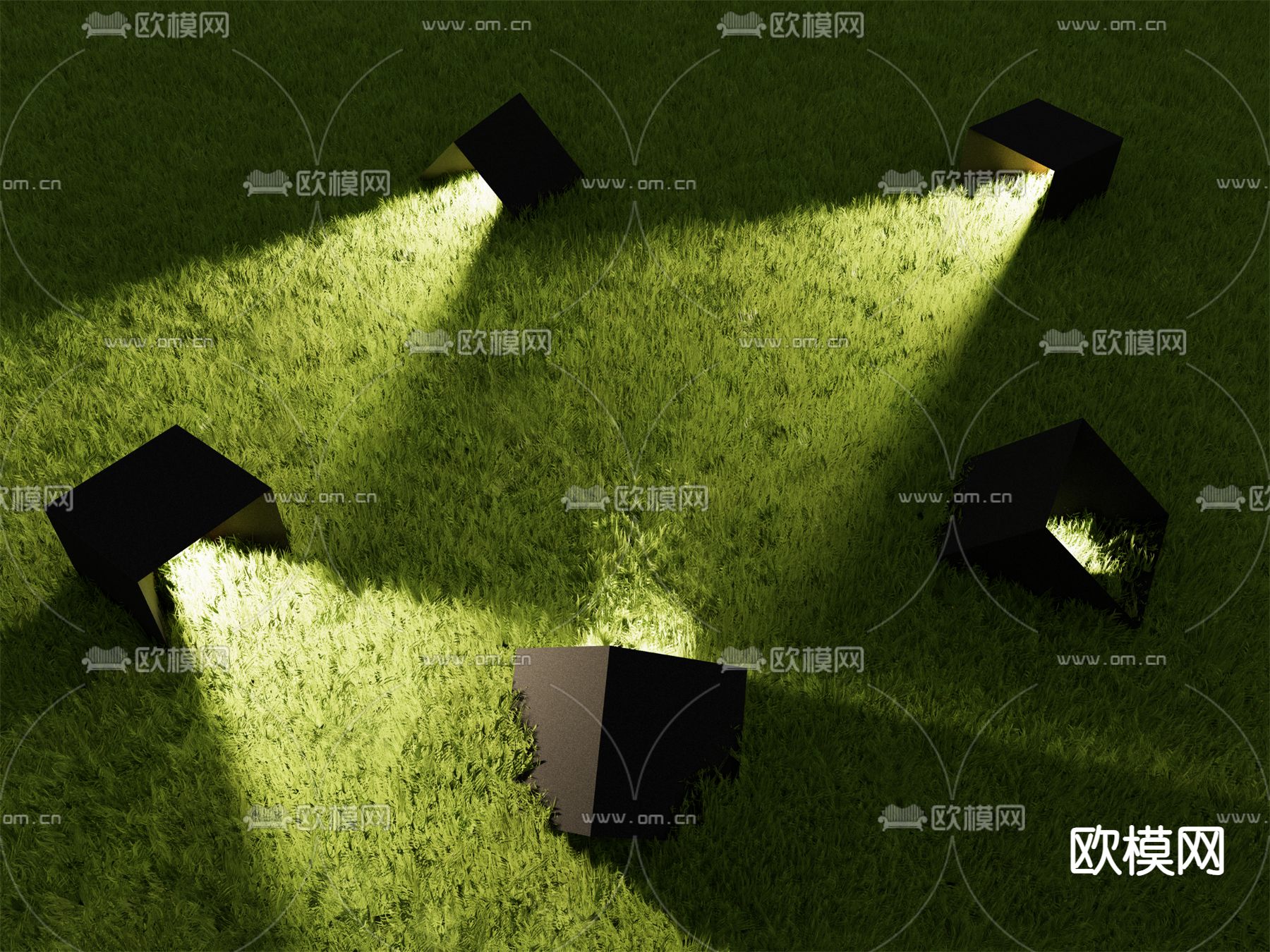 现代草坪灯 庭院灯su模型下载（渲染图2）