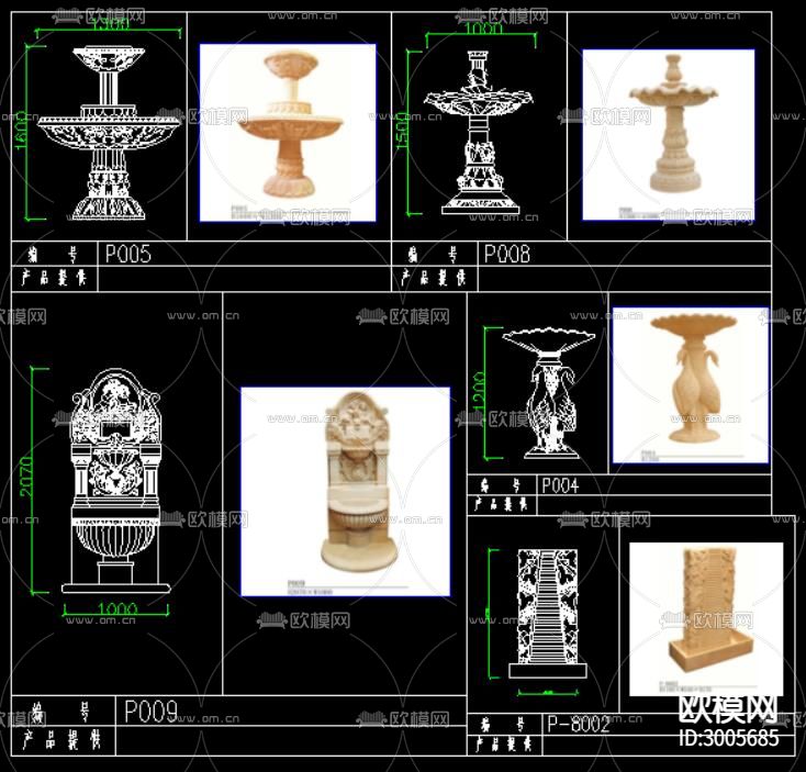 花盆喷泉cad图库下载（渲染图10）