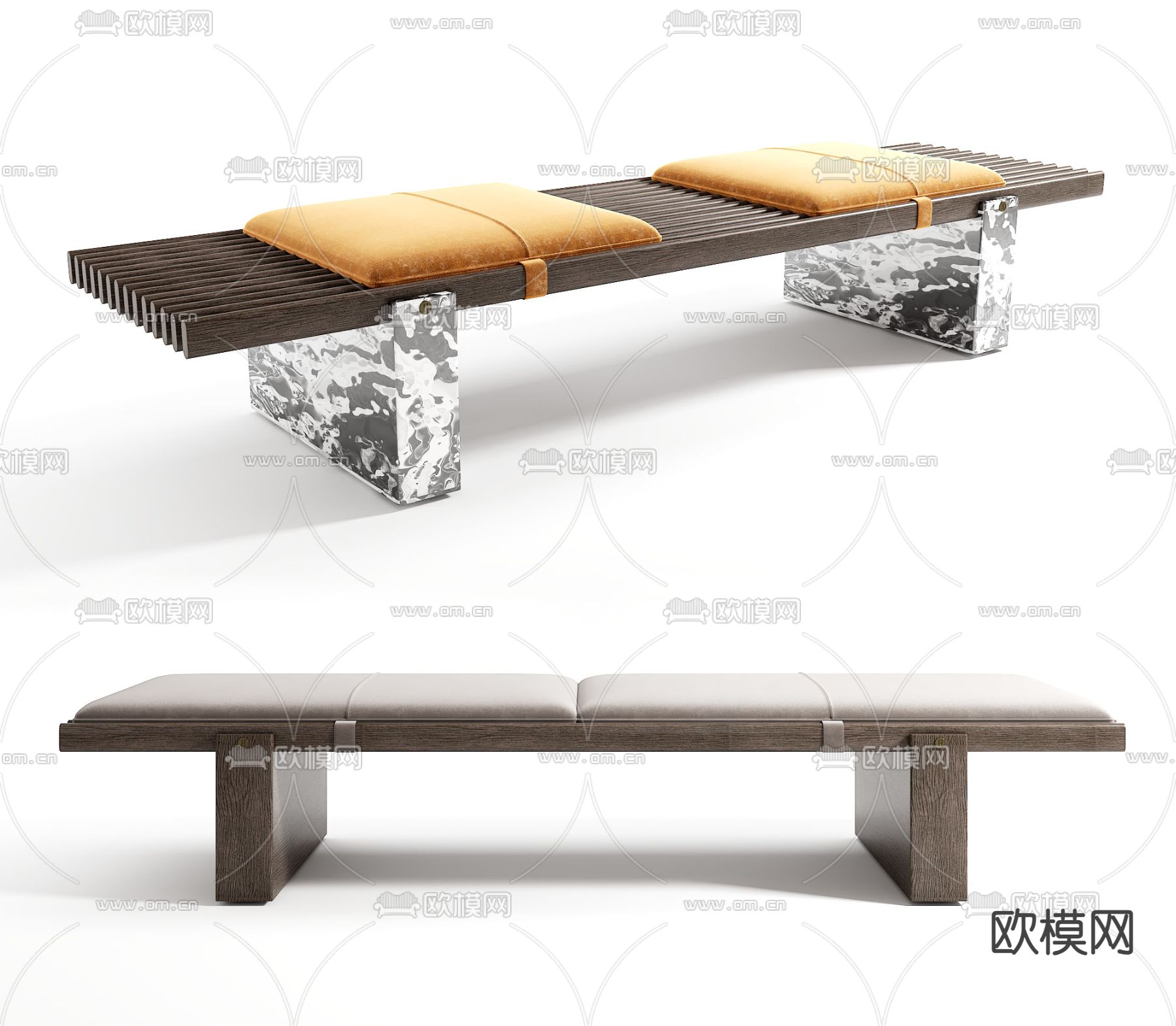 现代脚踏 床尾凳 沙发凳3d模型下载