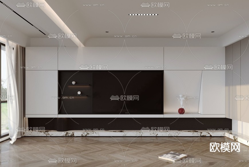 电视背景墙3d模型下载