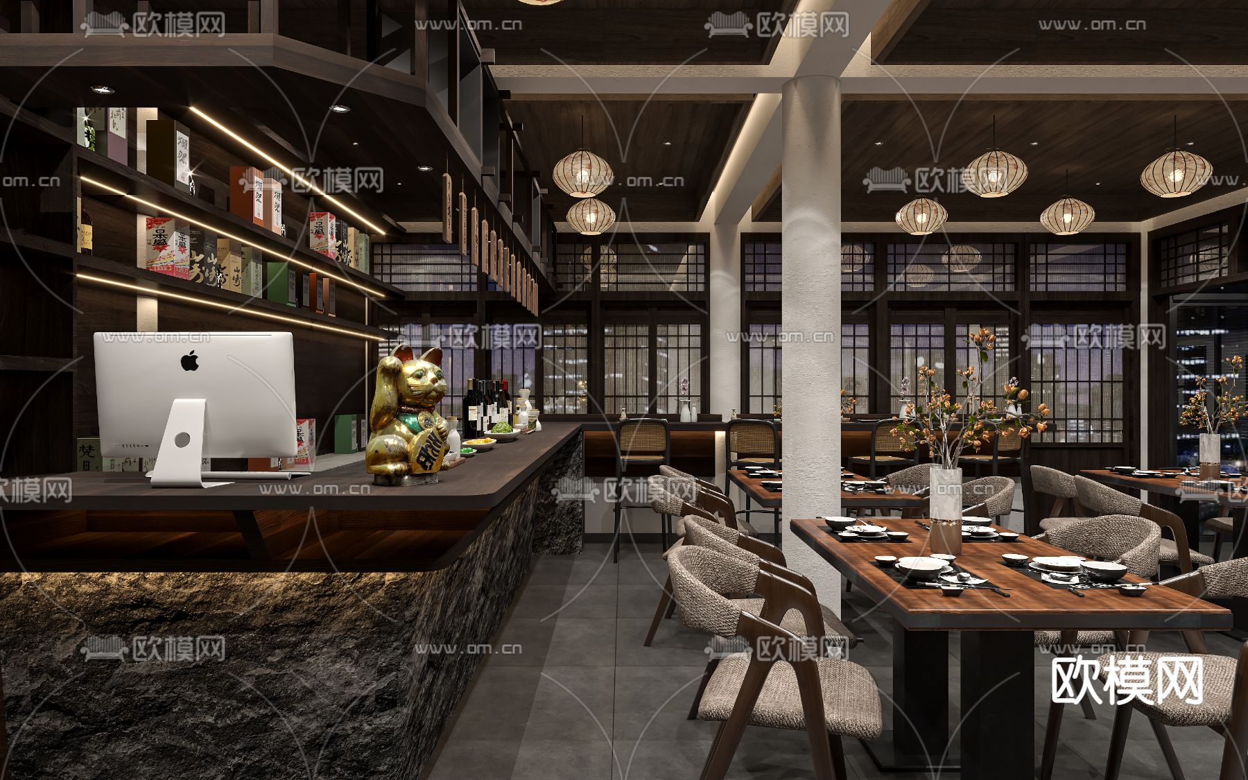 日式餐厅 料理店3d模型下载（渲染图4）