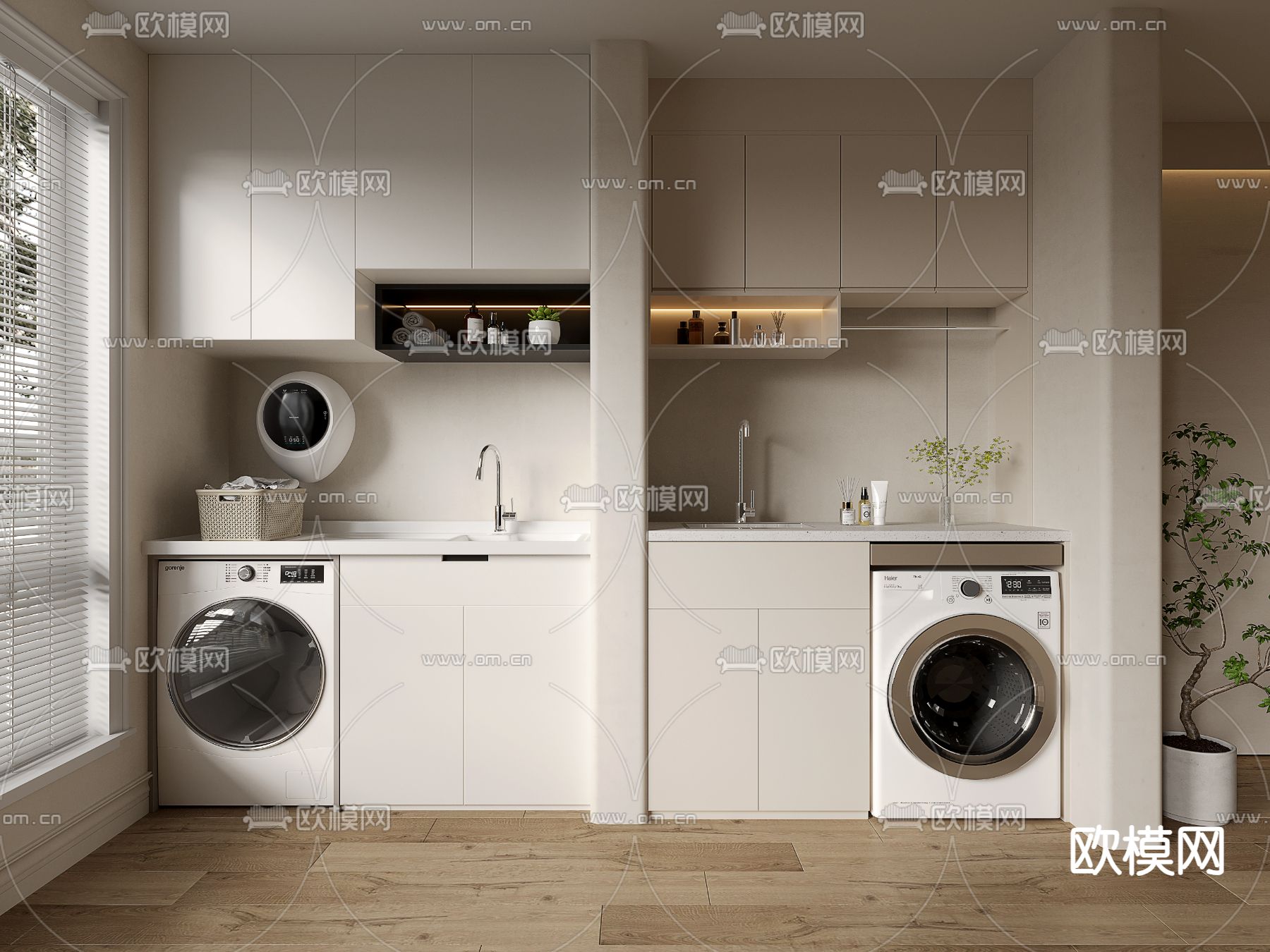 现代阳台柜 洗衣机柜3d模型下载