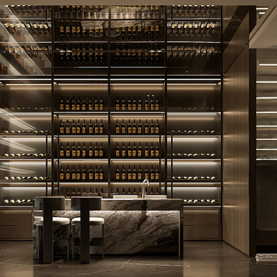  现代品酒室 酒窖su模型 