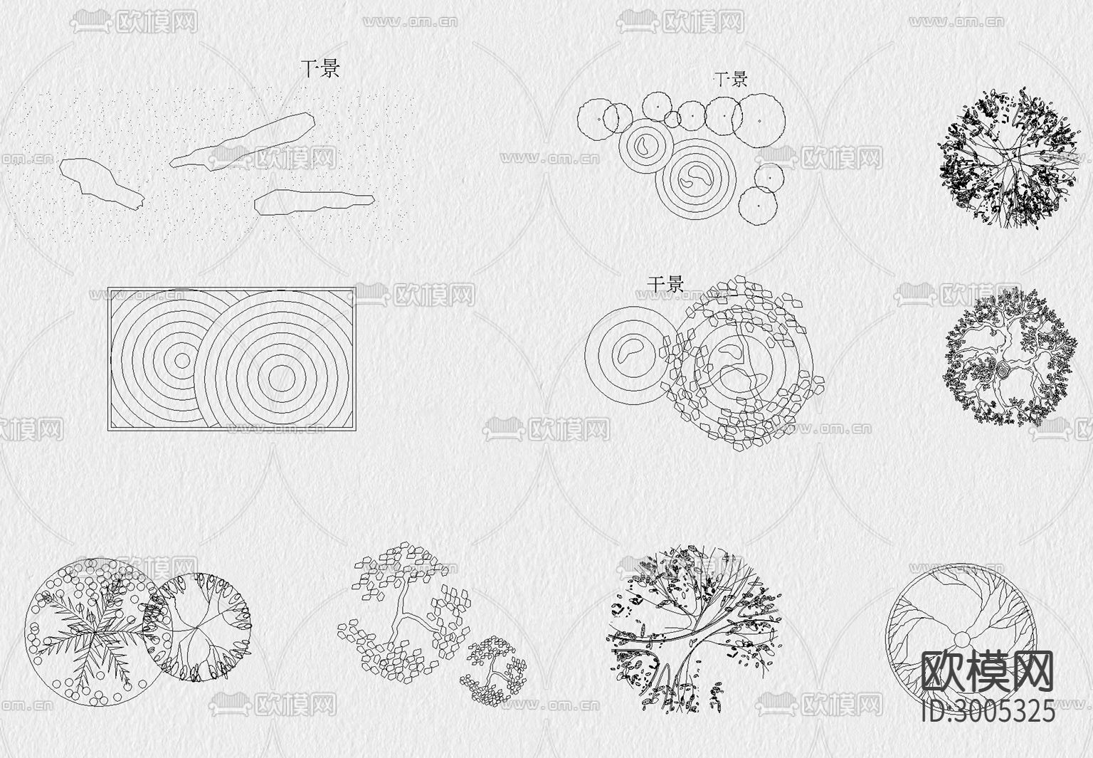 景观 假山 石头 造景石头 岩石 园艺 石块 置石cad图库下载（渲染图5）