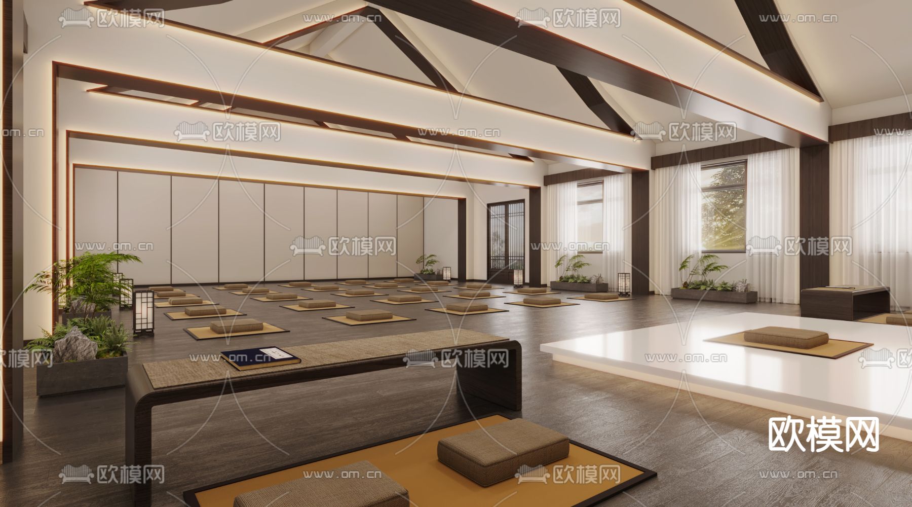 中式禅房 禅室 佛堂3d模型下载（渲染图2）