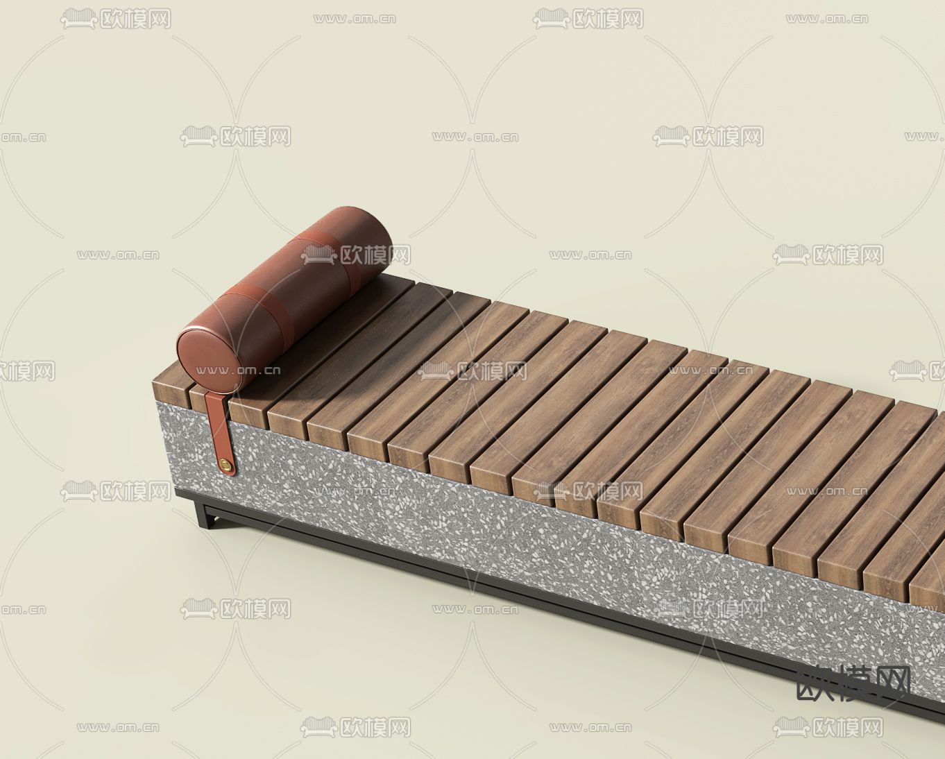 长凳座椅 石凳 休闲凳su模型下载（渲染图2）