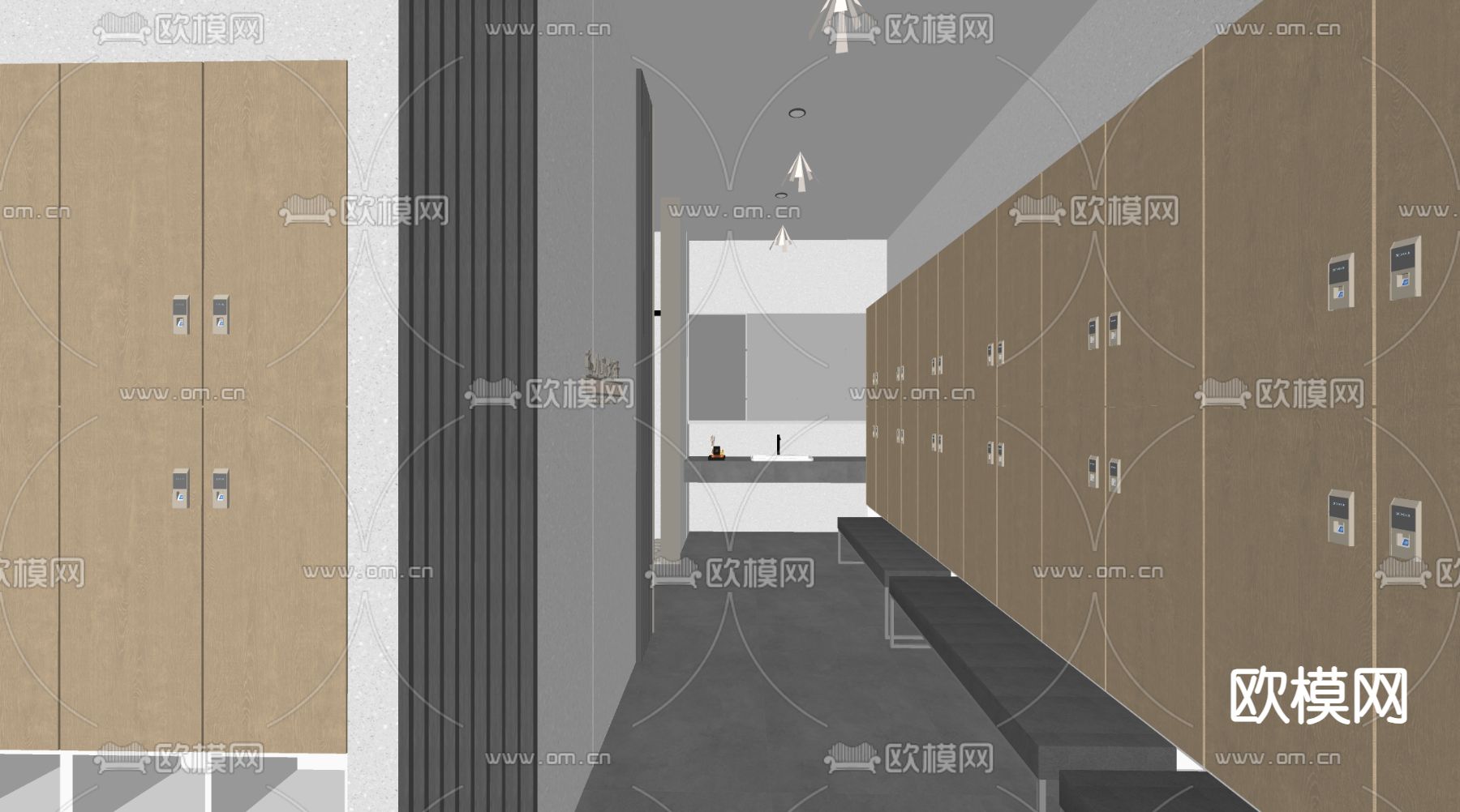 更衣室 浴室储物柜su模型下载（渲染图1）