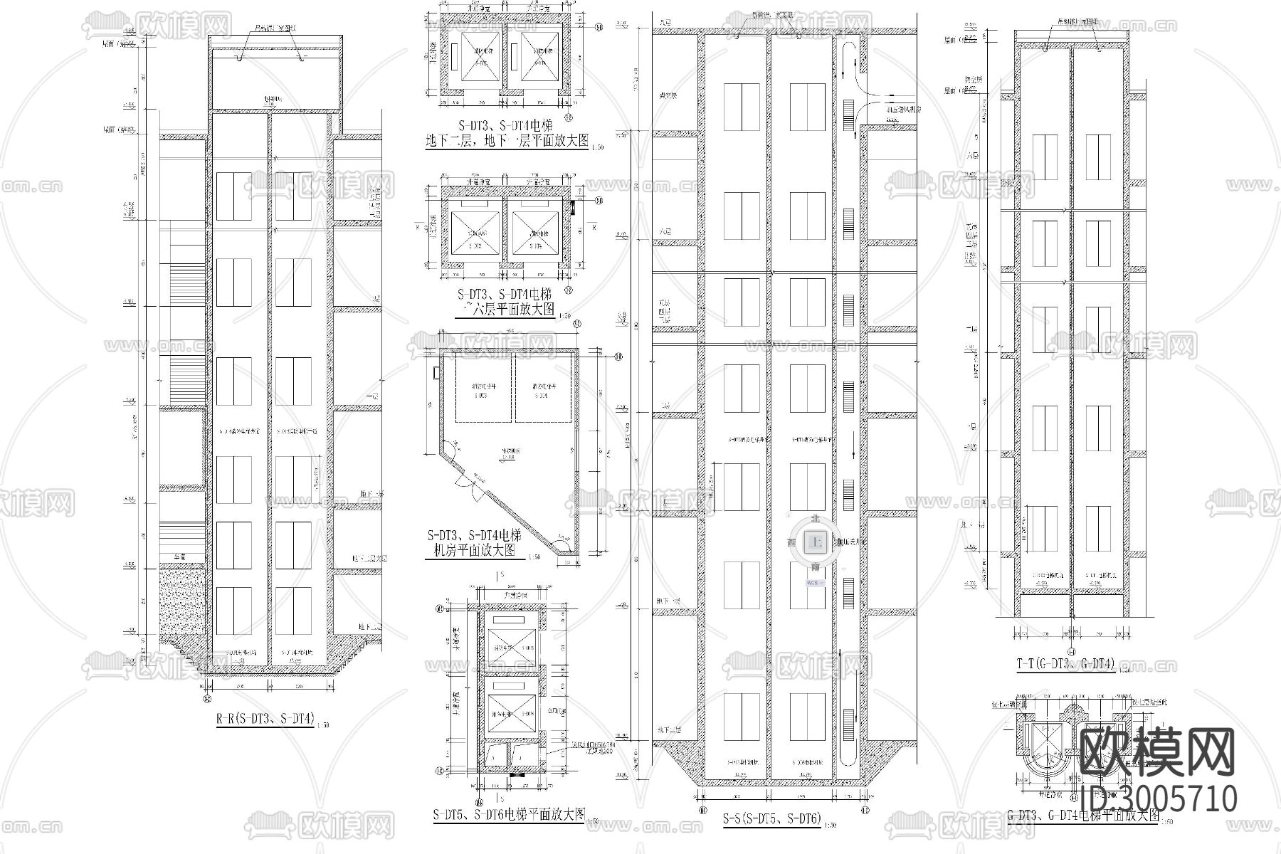 电梯 货梯 客梯 观光电梯 机房 井道cad施工图下载（渲染图4）