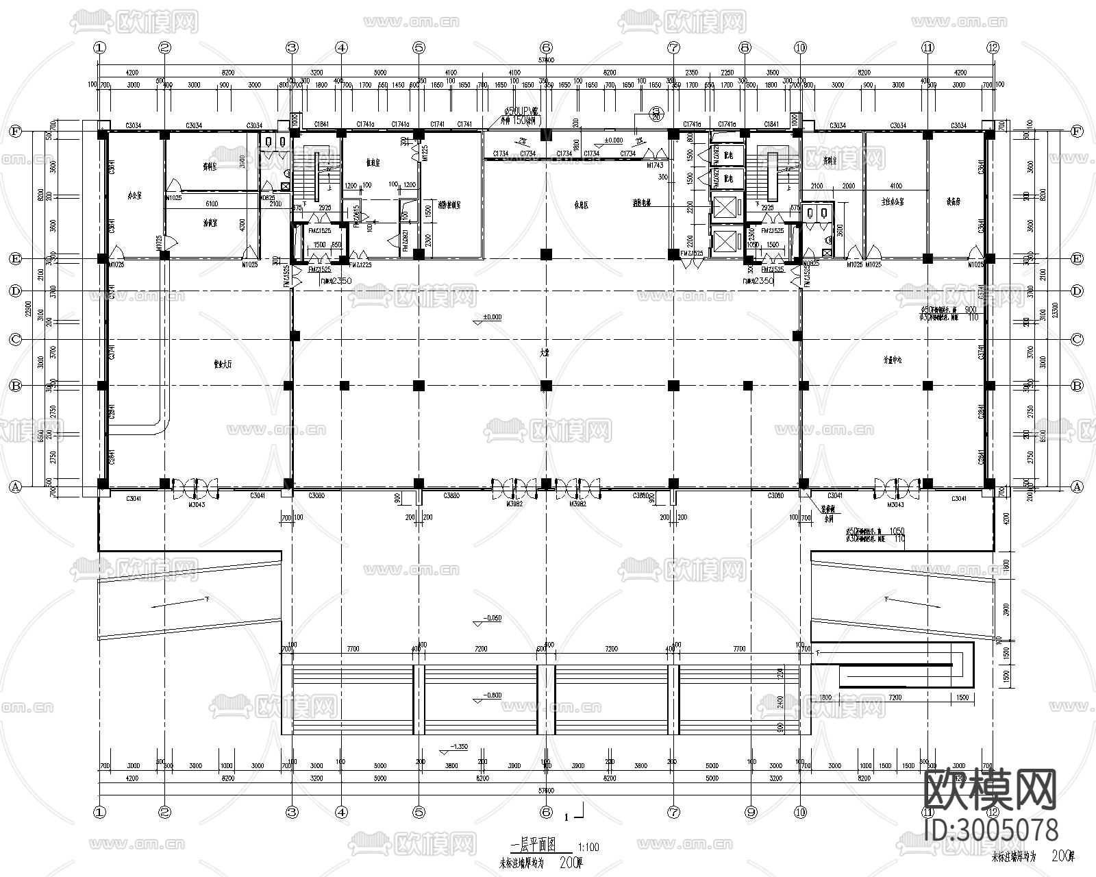 供电公司调度大楼建筑cad施工图下载（渲染图1）
