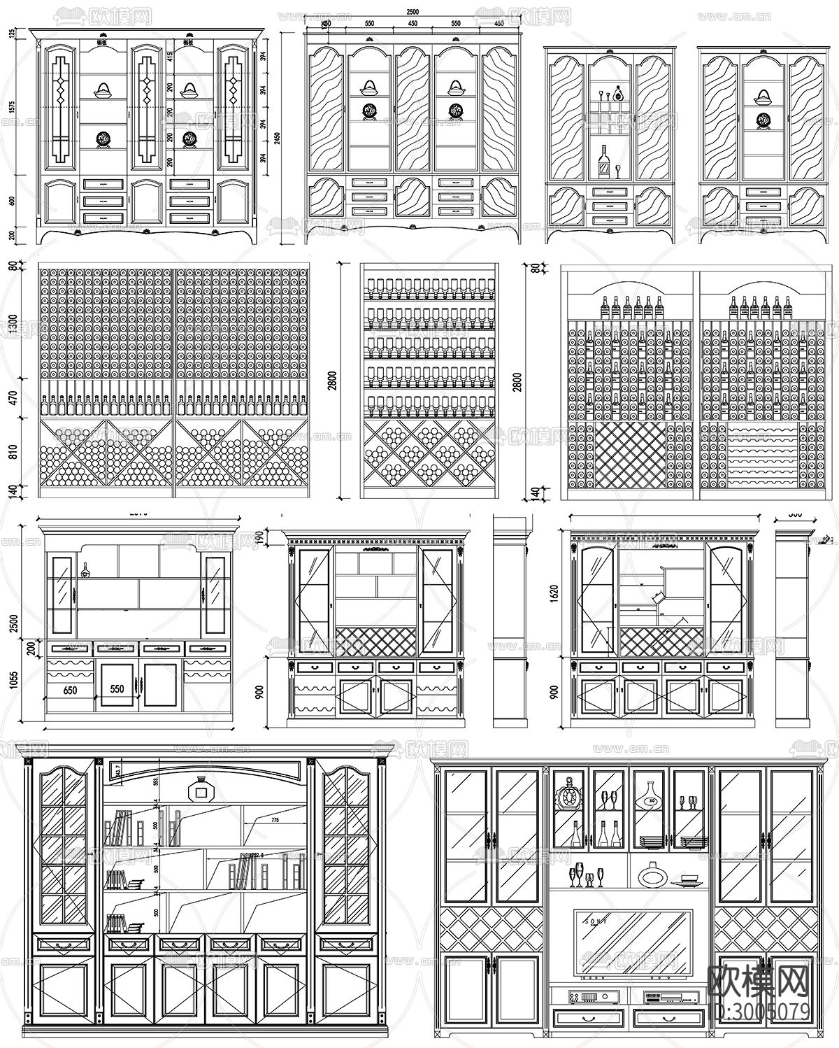 酒窖酒柜设计cad图库下载（渲染图10）
