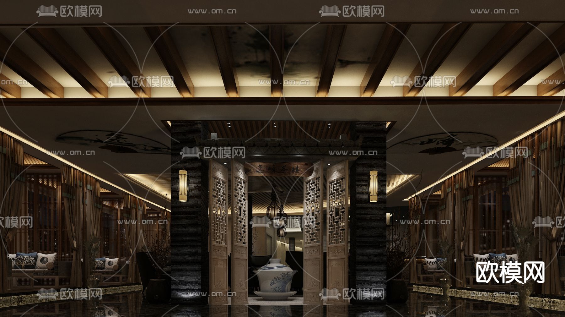 中式茶馆 茶楼3d模型下载