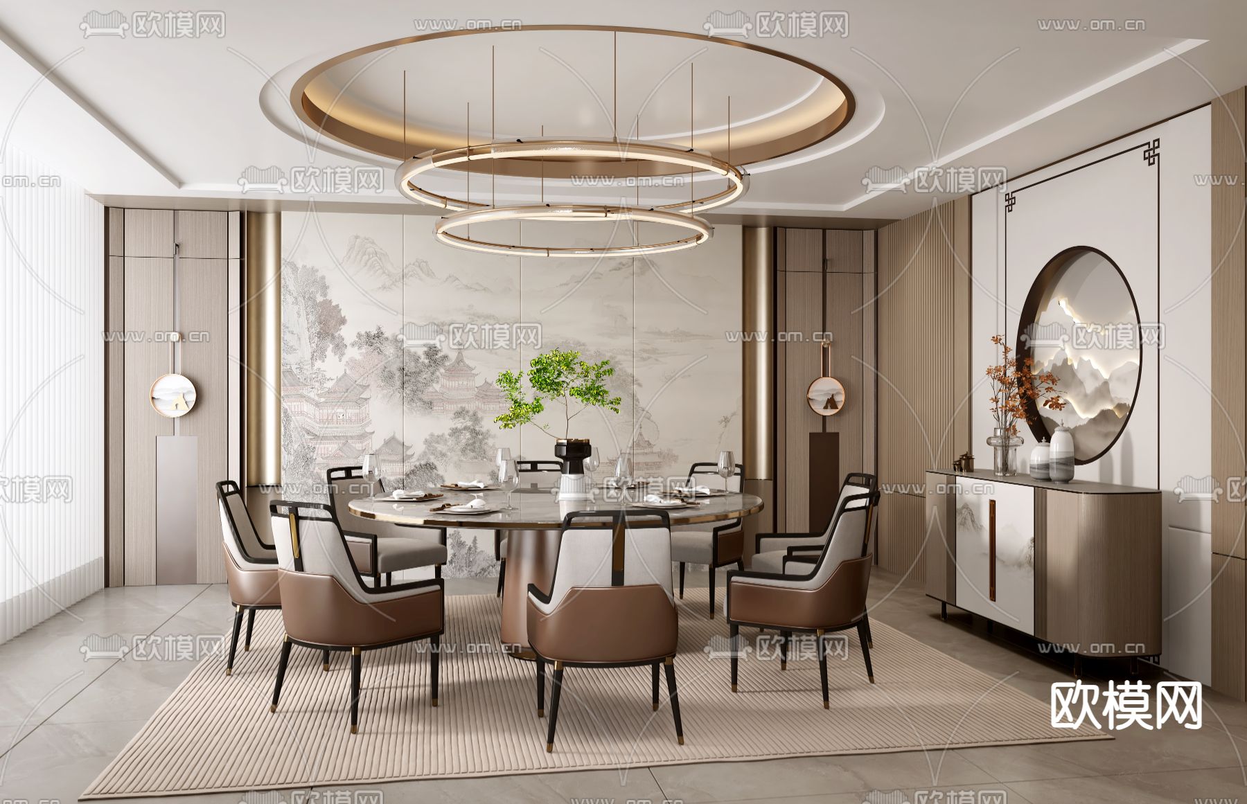 中餐厅包厢 酒楼包房3d模型下载