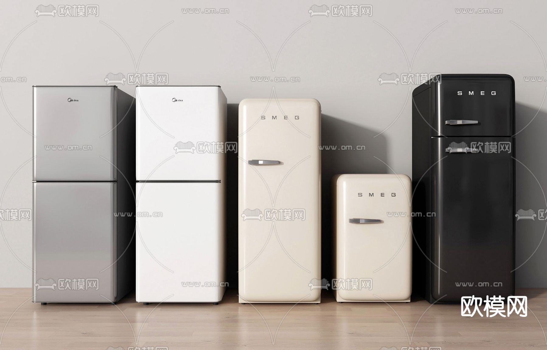 双开门冰箱 智能冰箱 小冰箱 迷你冰箱su模型下载（渲染图2）