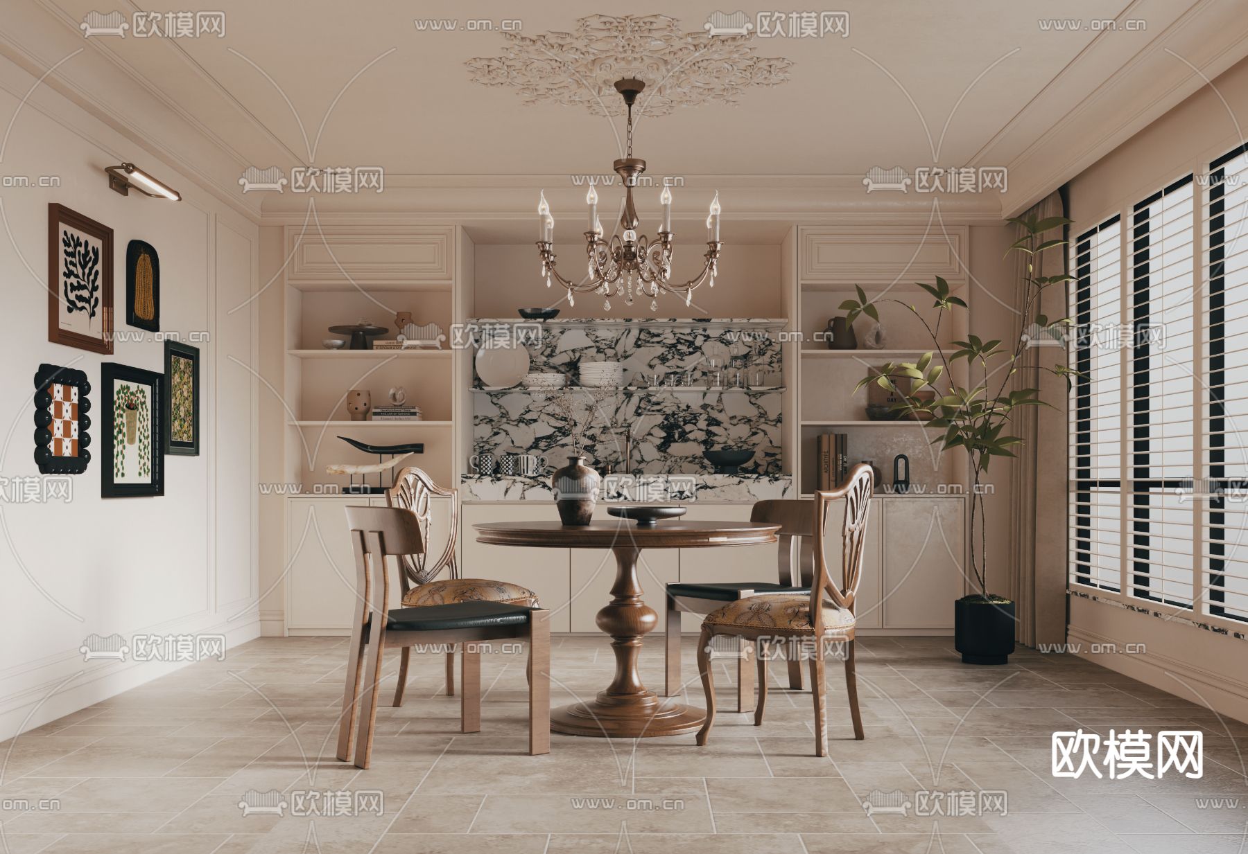 美式餐厅su模型