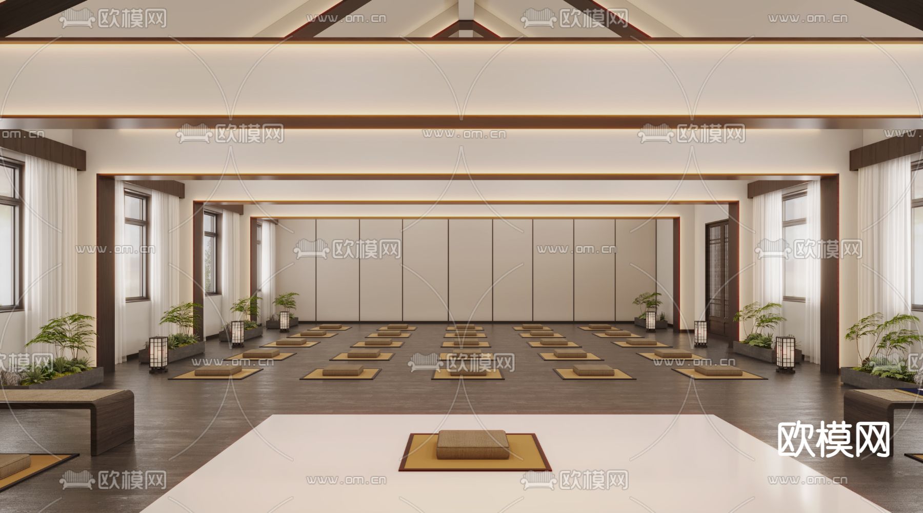 中式禅房 禅室 佛堂3d模型下载（渲染图4）