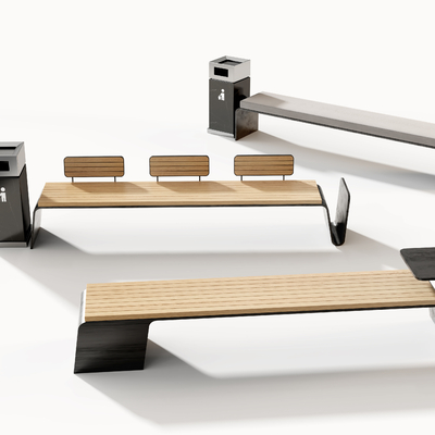  现代户外景观座椅 长凳su模型 