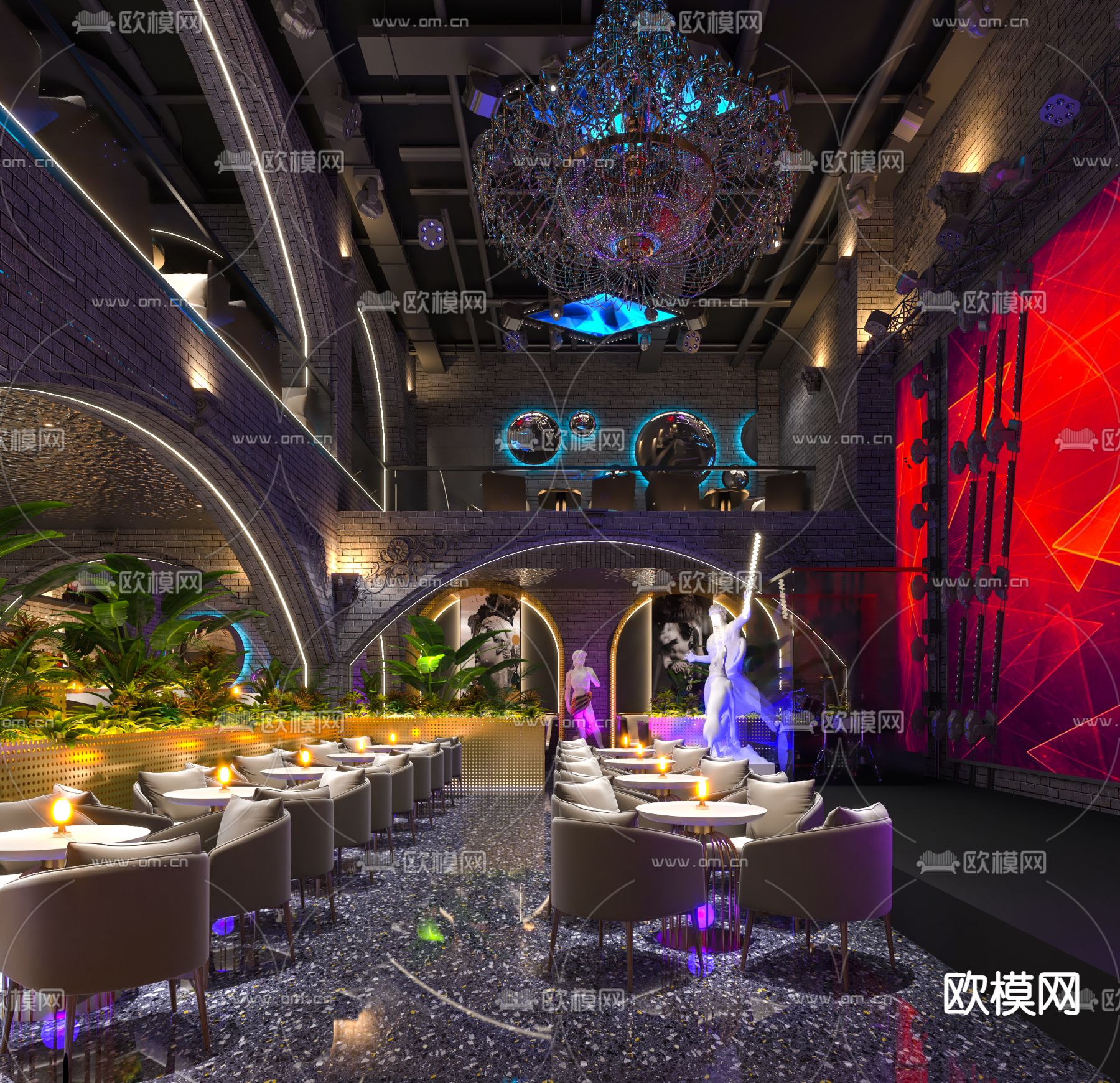 现代酒吧 夜总会3d模型下载（渲染图1）