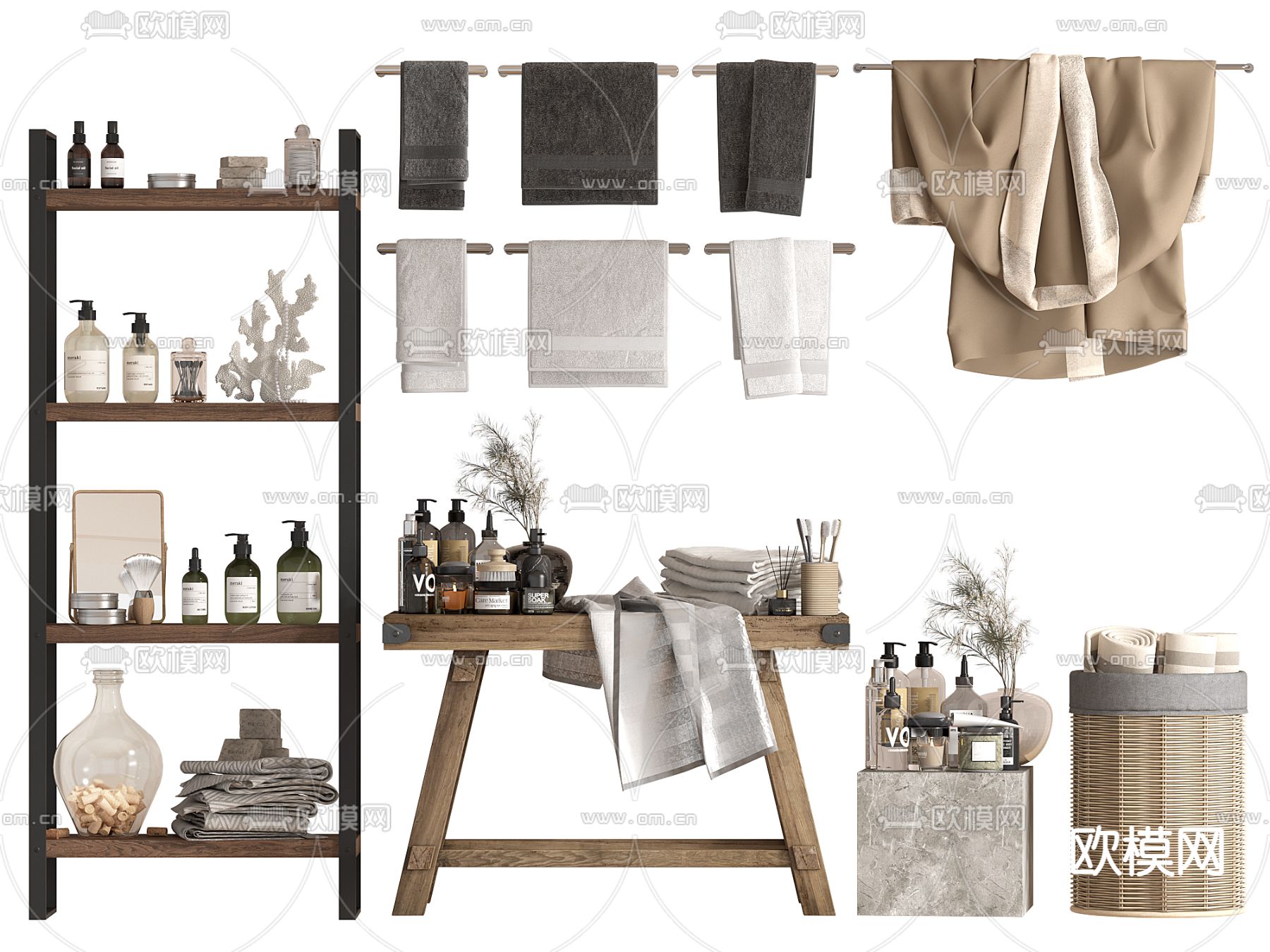 卫浴用品 置物架 洗浴用品 毛巾3d模型下载