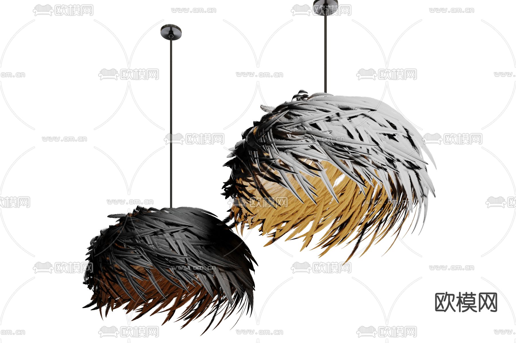 羽毛吊灯 鸟巢灯 装饰灯3d模型下载