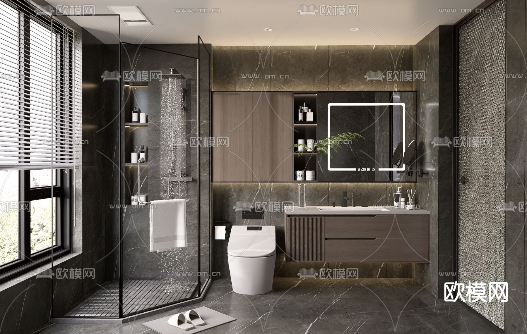 暗黑风卫生间 浴室 洗手间3d模型下载