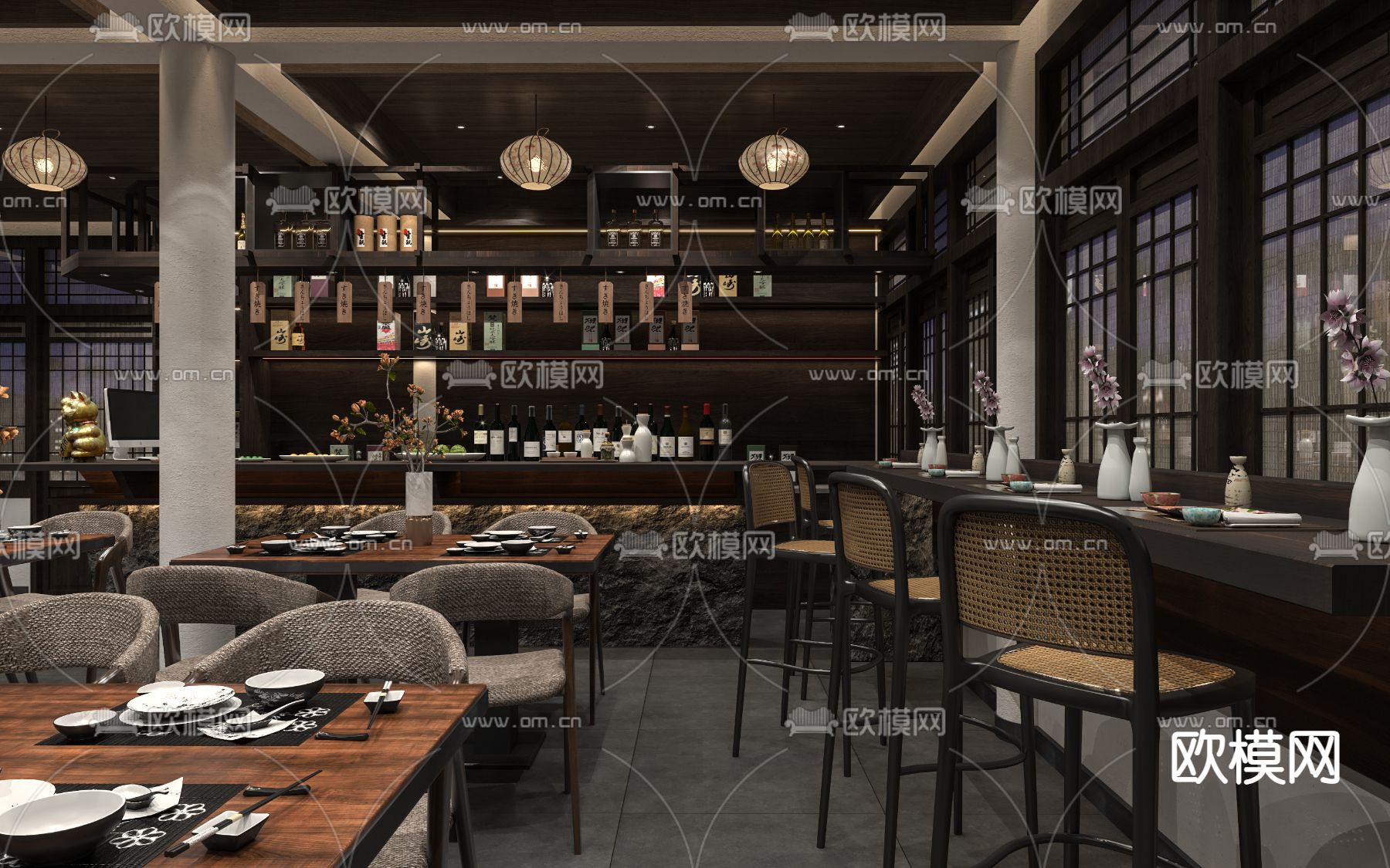 日式餐厅 料理店3d模型下载（渲染图3）