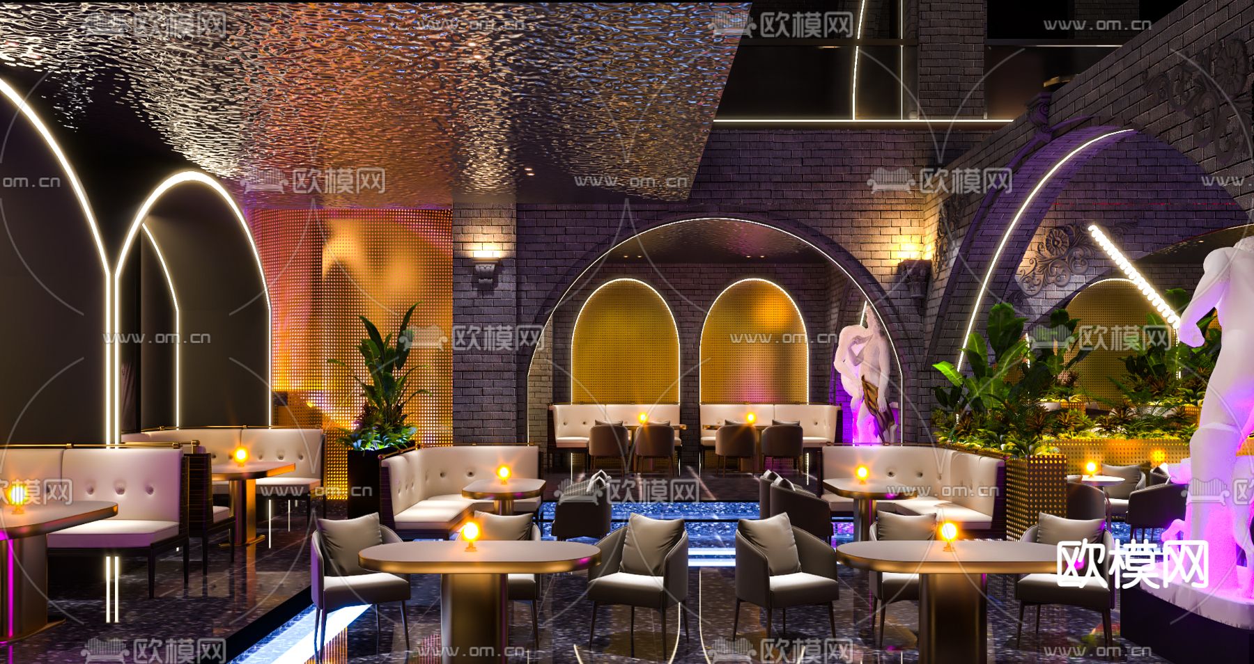 现代酒吧 夜总会3d模型下载（渲染图2）