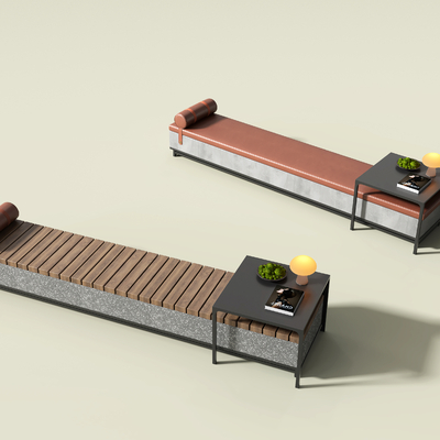  长凳座椅 石凳 休闲凳su模型 