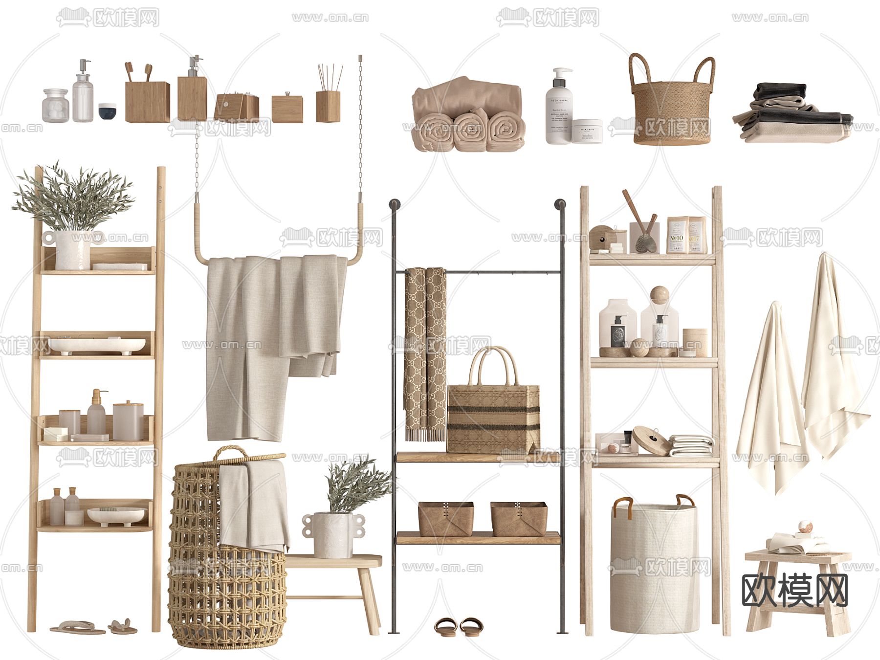 洗浴用品 卫浴架 毛巾 沐浴露3d模型下载