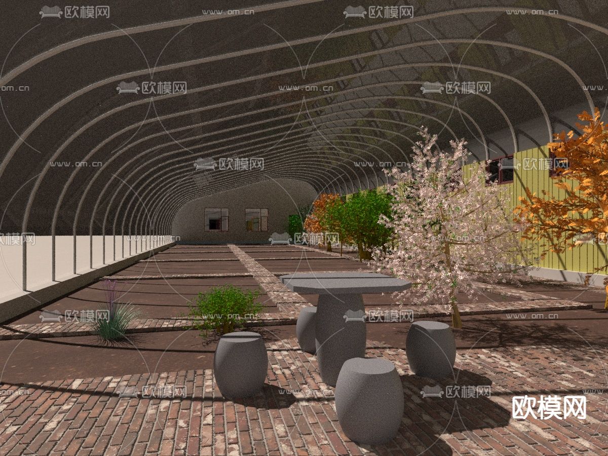 农村大棚 温室大棚免费3d模型下载（渲染图3）