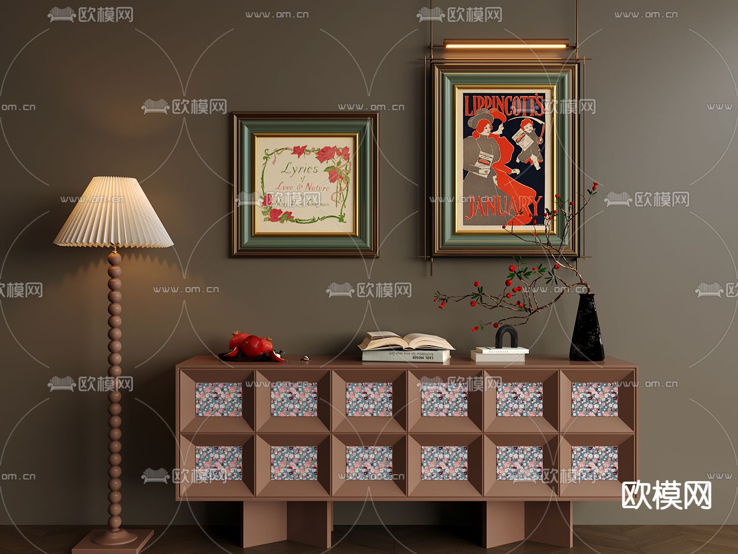 美式复古画 装饰画 人物挂画3d模型下载